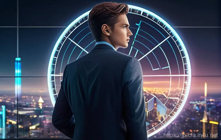 금융투자분석사와 증권 시장 규제 - **Prompt:** A sleek, minimalist image depicting a focused young adult investor (either male or femal...