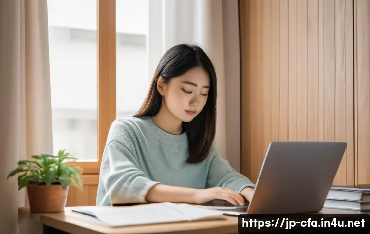 CFA 학습 실패 사례와 극복법 - A modern Japanese study room scene for a CFA candidate, featuring a young Japanese adult woman in ca...