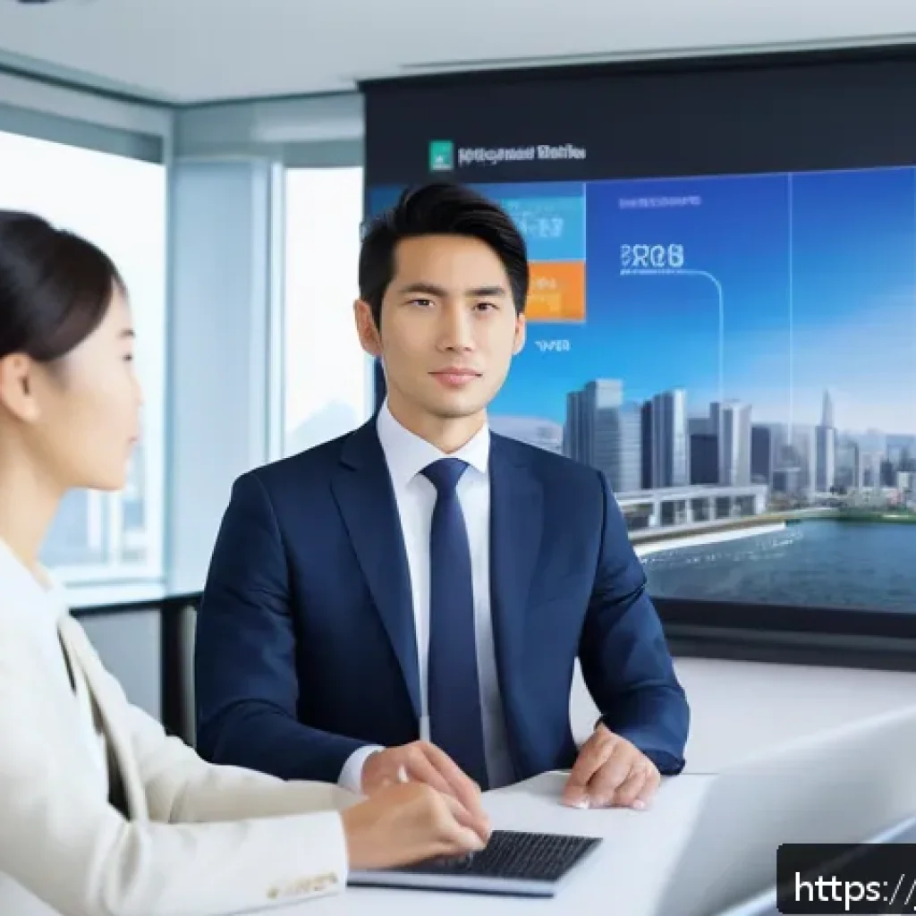 CFA 자격증과 해외 취업 - A professional Japanese man in his early 30s dressed in a sharp business suit, confidently presentin...